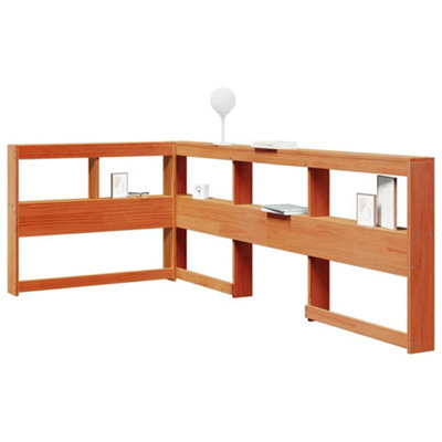 Berkfield Bookcase Headboard L-Shaped Wax Brown 90 cm Solid Wood Pine
