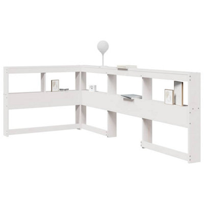 Berkfield Bookcase Headboard L-Shaped White 90 cm Solid Wood Pine