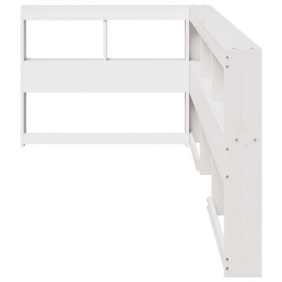 Berkfield Bookcase Headboard L-Shaped White 90 cm Solid Wood Pine
