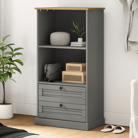 Berkfield Bookcase VIGO Grey 60x35x114.5 cm Solid Wood Pine