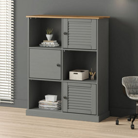 Berkfield Bookcase VIGO Grey 90x35x114.5 cm Solid Wood Pine