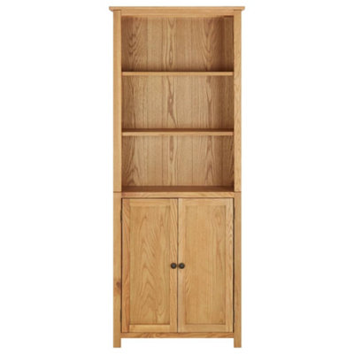 Berkfield Bookcase with 2 Doors 70x30x180 cm Solid Oak Wood