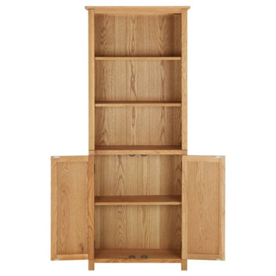 Berkfield Bookcase with 2 Doors 70x30x180 cm Solid Oak Wood
