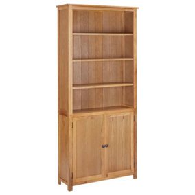 Berkfield Bookcase with 2 Doors 90x30x200 cm Solid Oak Wood