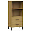 Berkfield Bookcase with 2 Drawers Brown 60x35x128.5 cm Solid Wood OSLO