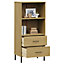 Berkfield Bookcase with 2 Drawers Brown 60x35x128.5 cm Solid Wood OSLO