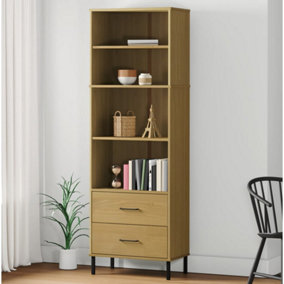 Berkfield Bookcase with 2 Drawers Brown 60x35x180 cm Solid Wood OSLO