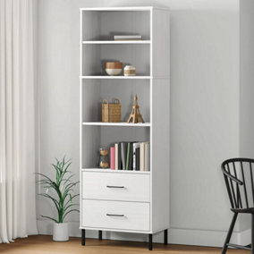 Berkfield Bookcase with 2 Drawers White 60x35x180 cm Solid Wood OSLO