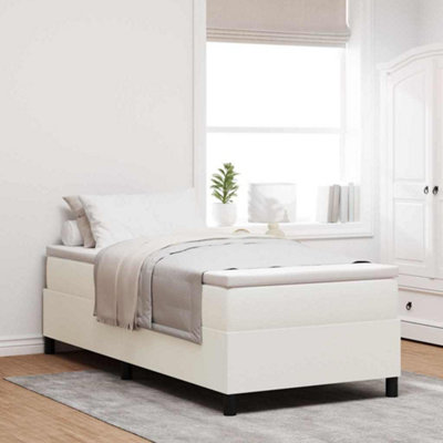 Berkfield Box Spring Bed Cream Single Corduroy Fabric