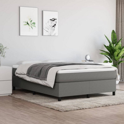 Berkfield Box Spring Bed Frame Dark Grey 135x190 cm 4FT6 Double Fabric