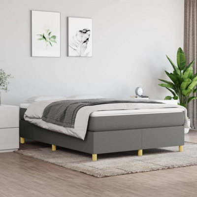 Berkfield Box Spring Bed Frame Dark Grey 135x190 cm 4FT6 Double Fabric
