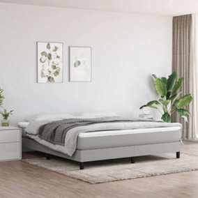 Berkfield Box Spring Bed Frame Light Grey 180x200cm 6FT Super King Fabric
