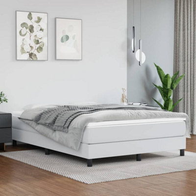 Berkfield Box Spring Bed Frame White 135x190 cm 4FT6 Double Faux Leather