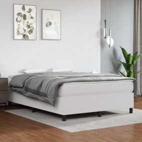 Berkfield Box Spring Bed Frame White 135x190 cm 4FT6 Double Faux Leather