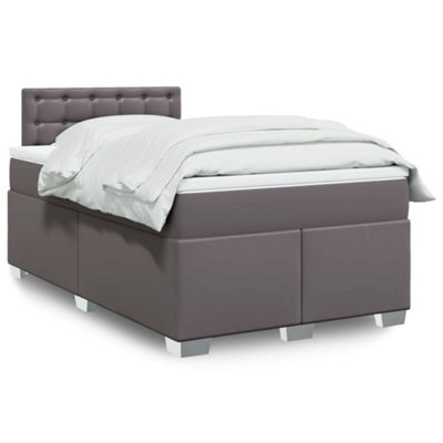 Berkfield Box Spring Bed with Mattress Grey 120x200 cm Faux Leather