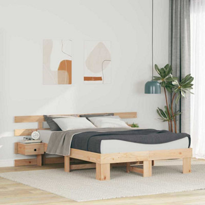 Berkfield Brown 135 x 190 cm Solid pine wood and Solid pine wood