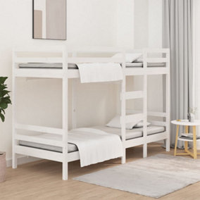 Berkfield Bunk Bed White 75x190 cm 2FT6 Small Single Solid Wood Pine