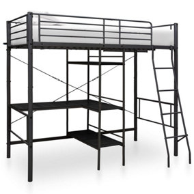 Berkfield Bunk Bed with Table Frame Black Metal 90x200 cm
