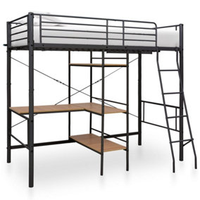 Berkfield Bunk Bed with Table Frame Grey Metal 90x200 cm