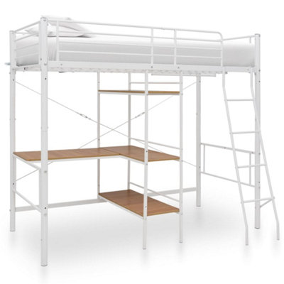 Berkfield Bunk Bed with Table Frame White Metal 90x200 cm