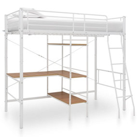 Berkfield Bunk Bed with Table Frame White Metal 90x200 cm