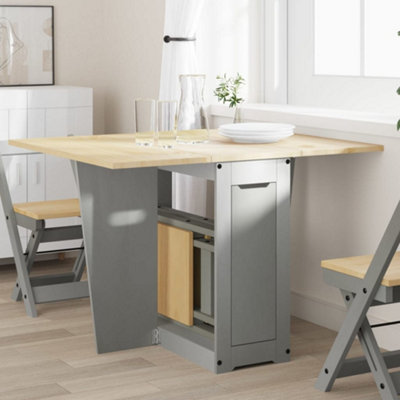 Berkfield Butterfly Dining Table Foldable Corona Grey Solid Wood Pine