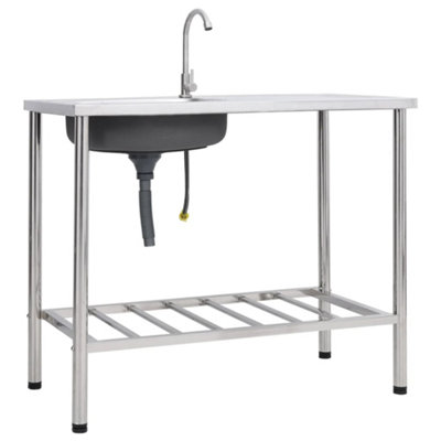 Berkfield Camping Sink Single Basin with Tap Stainless Steel