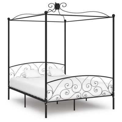 Black metal deals king canopy bed