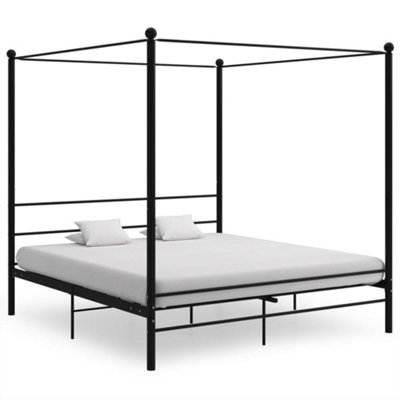 Black metal canopy bed frame deals queen