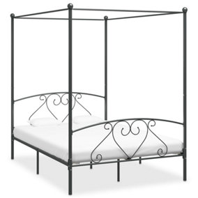Berkfield Canopy Bed Frame Grey Metal 140x200 cm