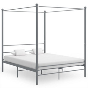 Berkfield Canopy Bed Frame Grey Metal 160x200 cm