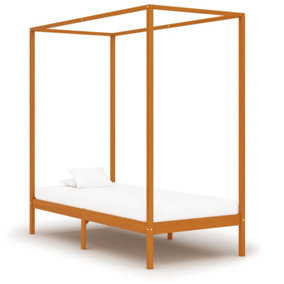 Berkfield Canopy Bed Frame Honey Brown Solid Pine Wood 100x200 cm