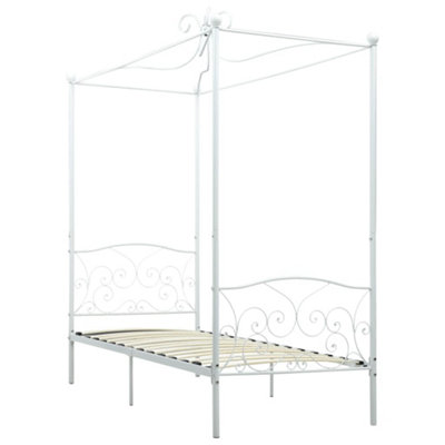 Berkfield Canopy Bed Frame White Metal 100x200 cm DIY at B Q