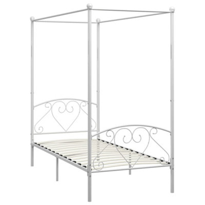 Berkfield Canopy Bed Frame White Metal 90x200 cm