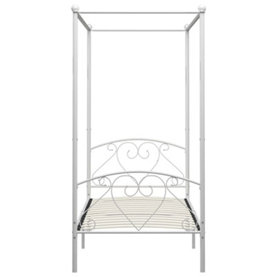 Berkfield Canopy Bed Frame White Metal 90x200 cm