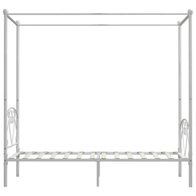 Berkfield Canopy Bed Frame White Metal 90x200 cm