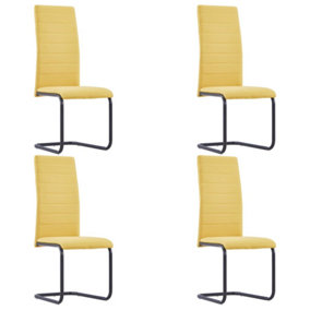 Berkfield Cantilever Dining Chairs 4 pcs Yellow Fabric