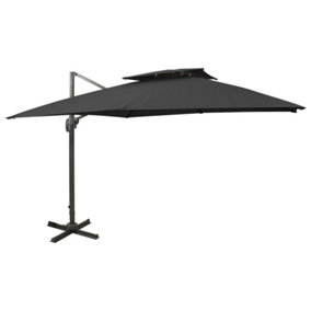 Berkfield Cantilever Umbrella with Double Top 300x300 cm Black