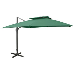 Berkfield Cantilever Umbrella with Double Top 300x300 cm Green