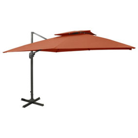 Berkfield Cantilever Umbrella with Double Top 300x300 cm Terracotta