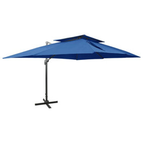 Berkfield Cantilever Umbrella with Double Top Azure Blue 400x300 cm