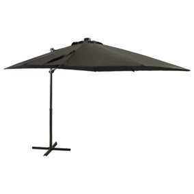 Berkfield Cantilever Umbrella with Pole and LED Lights Anthracite 250 cm