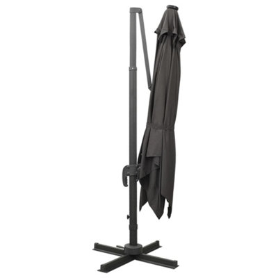 Berkfield Cantilever Umbrella with Pole and LED Lights Anthracite 300 cm