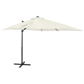 Berkfield Cantilever Umbrella with Pole and LED Lights Sand 250 cm
