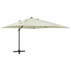Berkfield Cantilever Umbrella with Pole and LED Lights Sand 300 cm