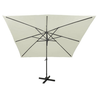 Berkfield Cantilever Umbrella with Pole and LED Lights Sand 300 cm