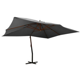 Berkfield Cantilever Umbrella with Wooden Pole 400x300 cm Anthracite