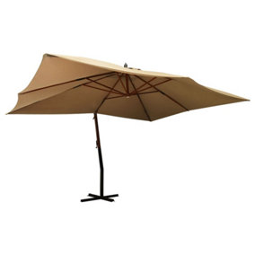 Berkfield Cantilever Umbrella with Wooden Pole 400x300 cm Taupe