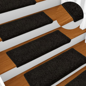 Berkfield Carpet Stair Treads 15 pcs 65x25 cm Black