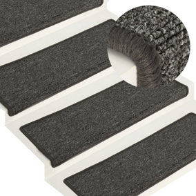 Berkfield Carpet Stair Treads 15 pcs 65x25 cm Grey and Black